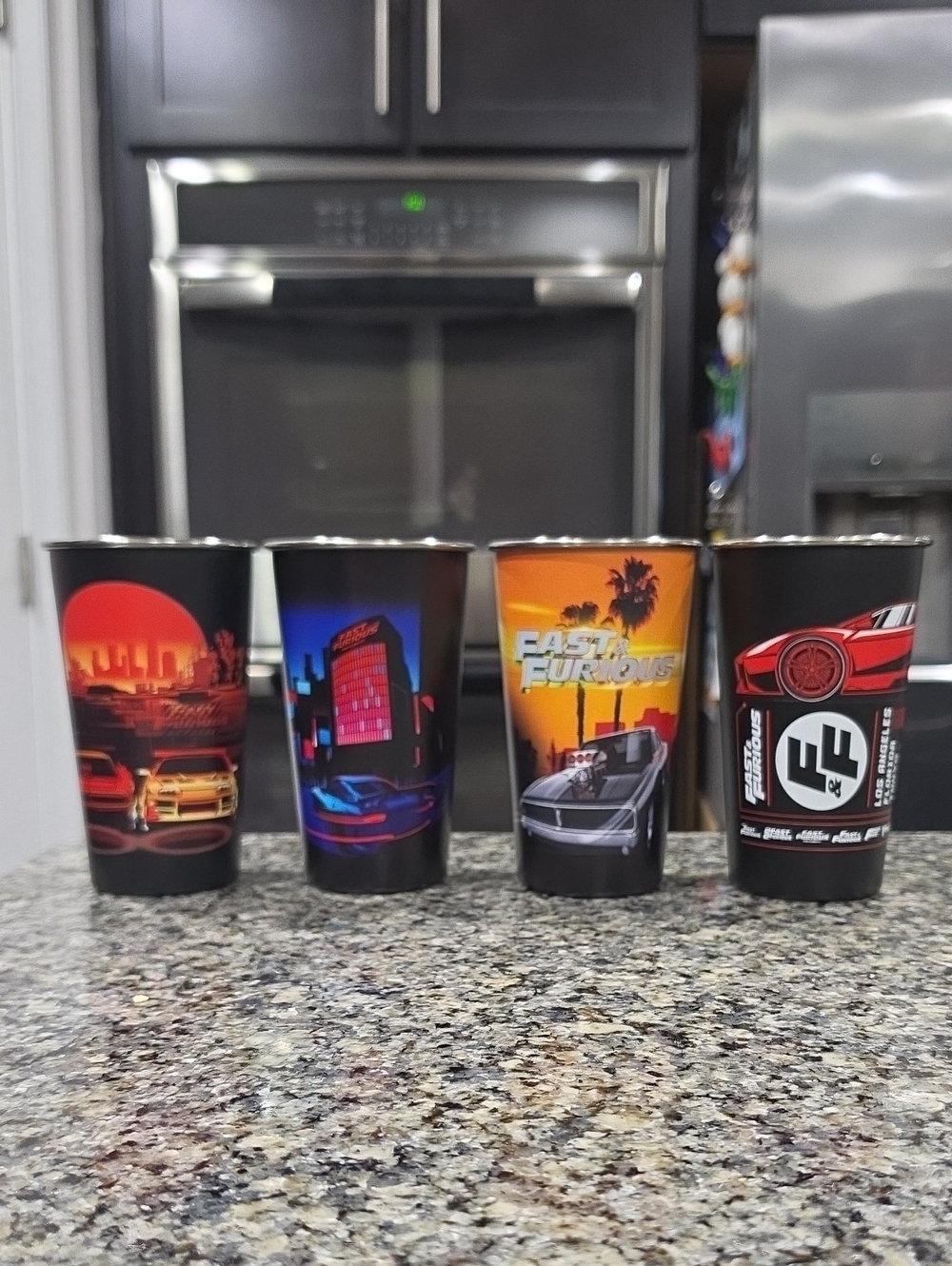 New Mobile 1 Fast & Furious Black Graphic Stainless Steel Cups - Set of 4